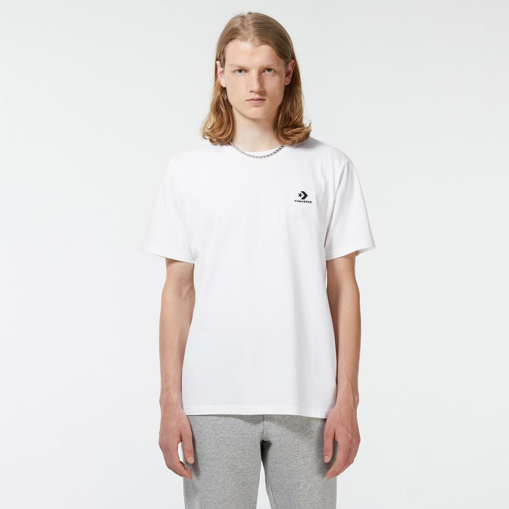 Embroidered Star Chevron Erkek Beyaz T-Shirt